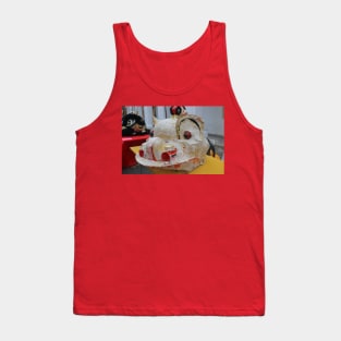 Unfinished pasted grid Chinese Dragon mask Tank Top